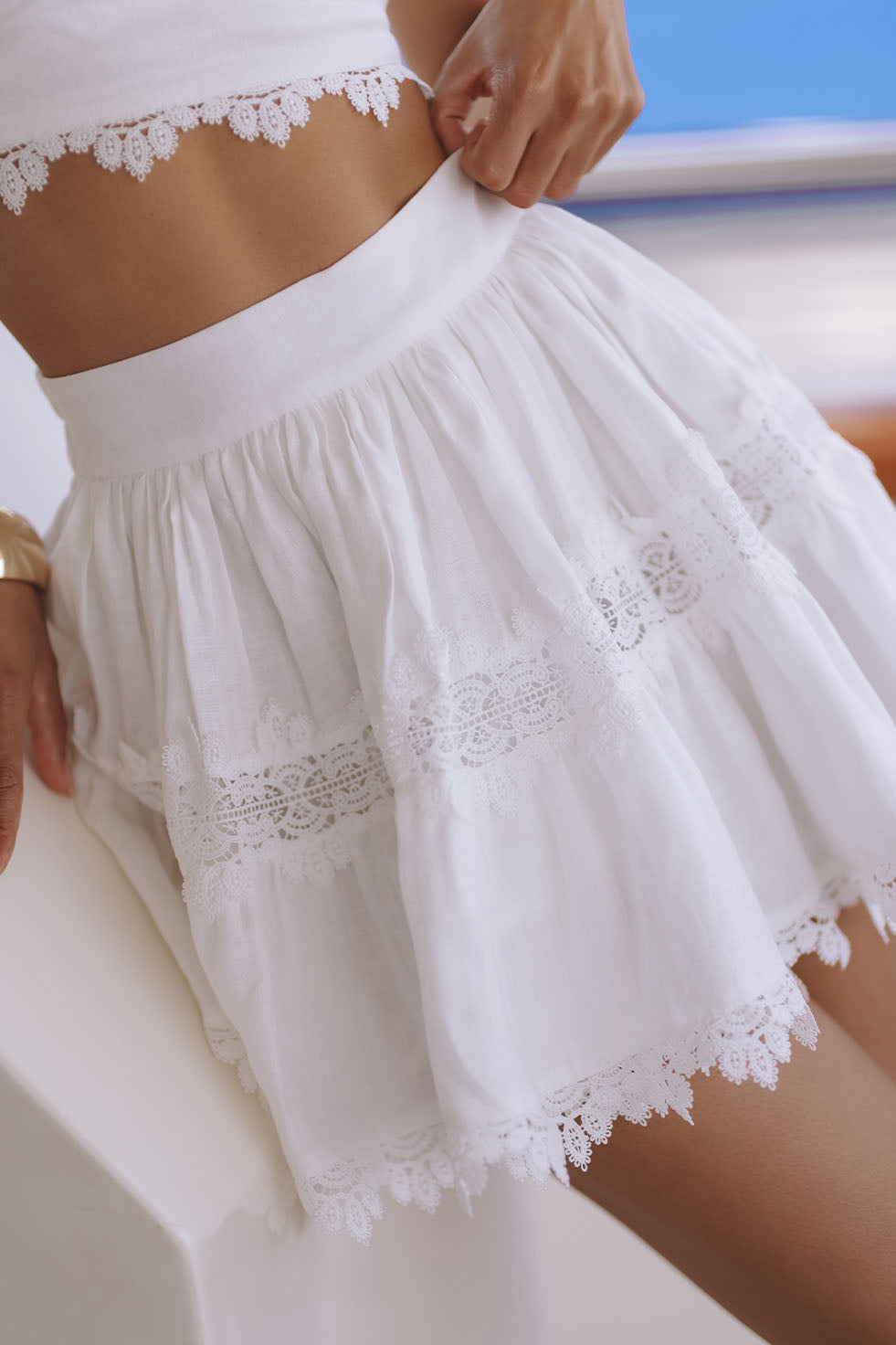 AURELIE LACE LINEN SKIRT - ORCHID WHITE – CHIC LE FRIQUE
