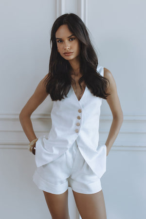 BEATRIX LINEN VEST - ORCHID WHITE