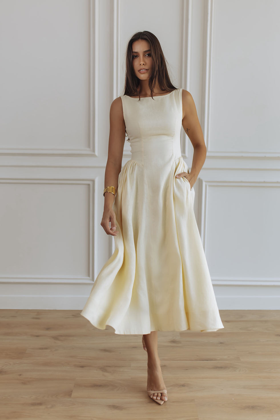 MILAN LINEN MIDI DRESS - MINT ROSE – CHIC LE FRIQUE