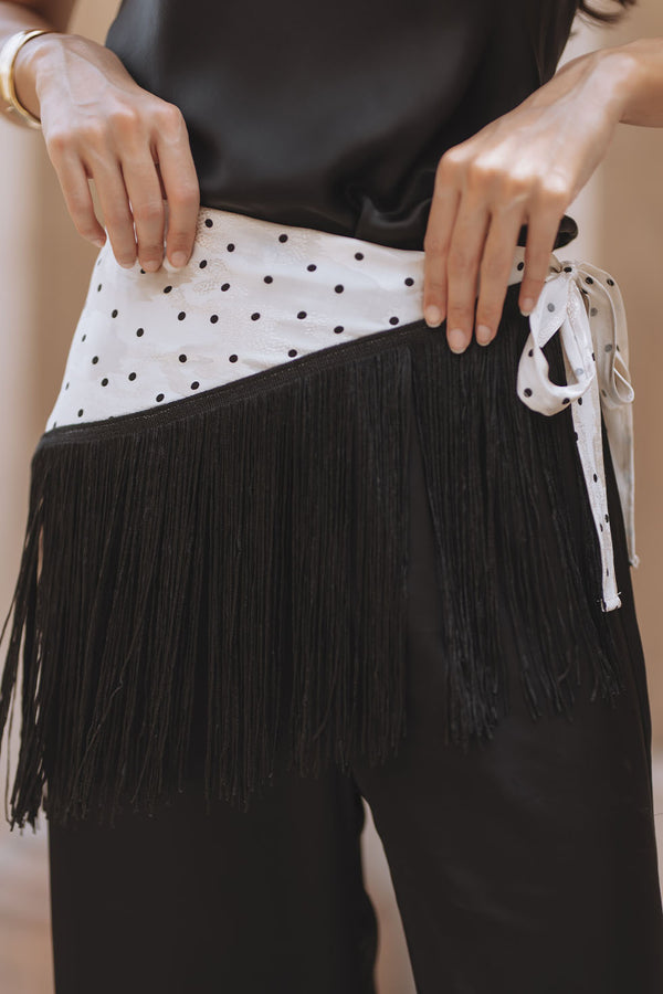 CARLA FRINGED SCARF BELT - POLKA