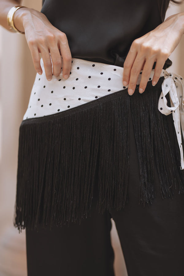 CARLA FRINGED SCARF BELT - POLKA