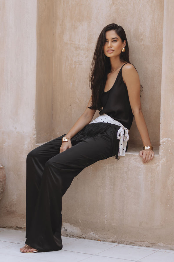 CARLA SATIN PANTS - BLACK