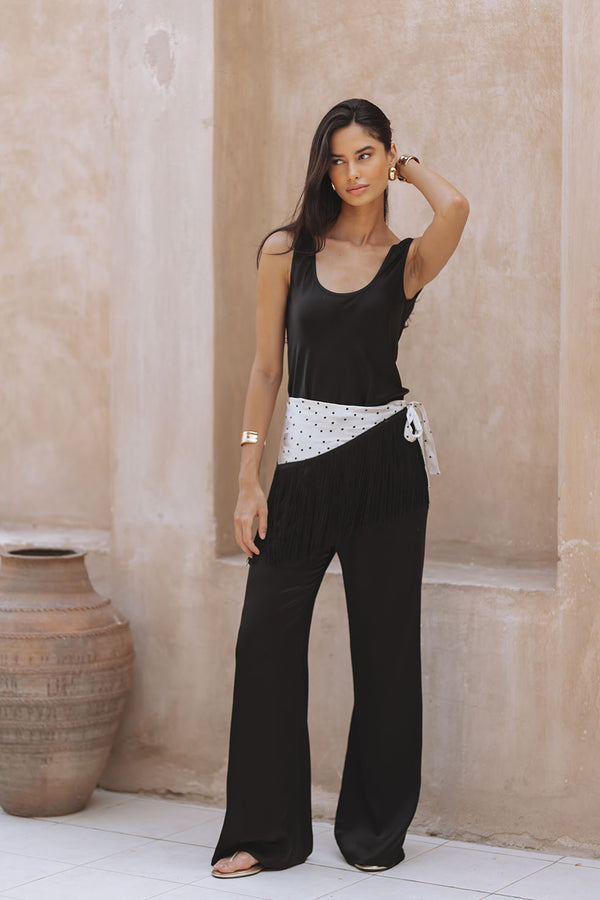 CARLA SATIN TOP - BLACK
