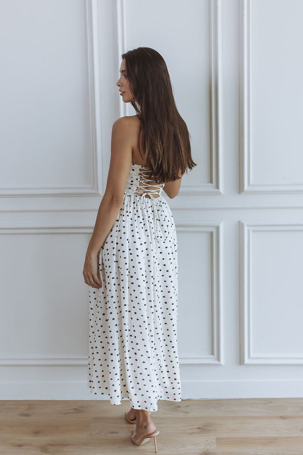 DAISY MIDI DRESS - UNEVEN POLKA
