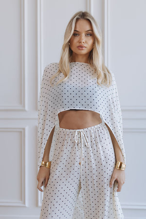 EMMARTA CAPE TOP - IVORY/POLKA