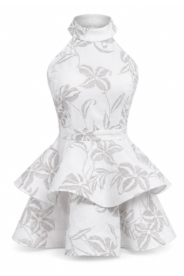 GENIE LACE-UP BACK LINEN MINI DRESS - ETCHED FLORA