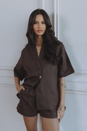 GERMAINE LINEN SHIRT - BITTER CHOCOLATE