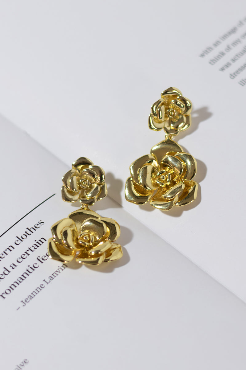 GOLD PLATED ROSES EARRINGS