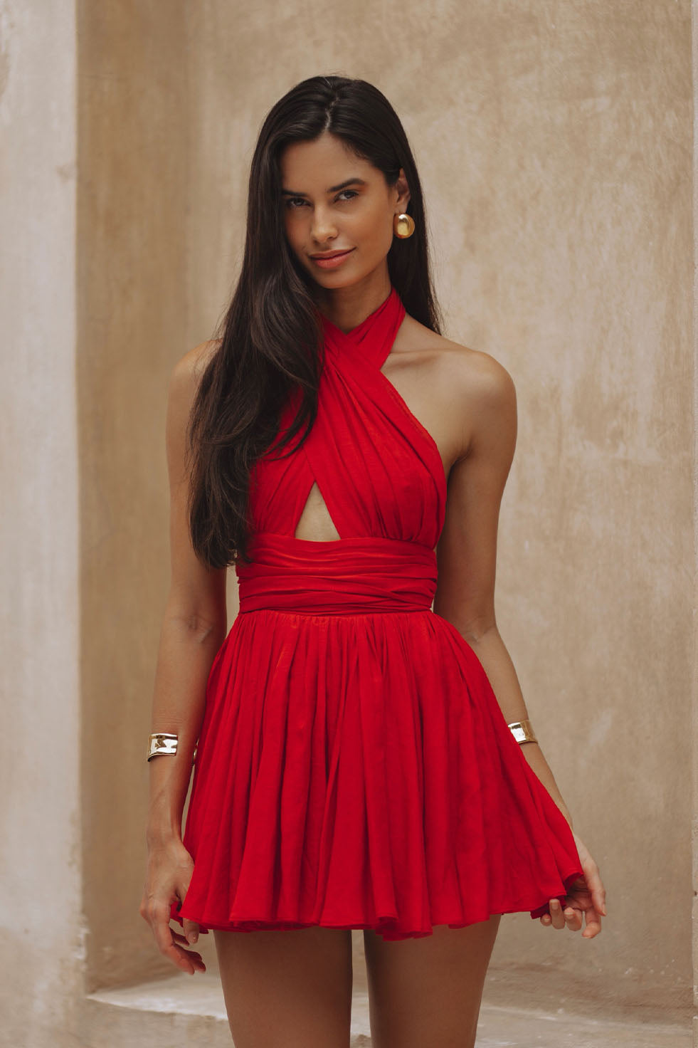 HUXLEY MINI DRESS - RED