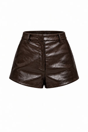 JAYLA VEGAN LEATHER SHORTS - DEEP PLUM