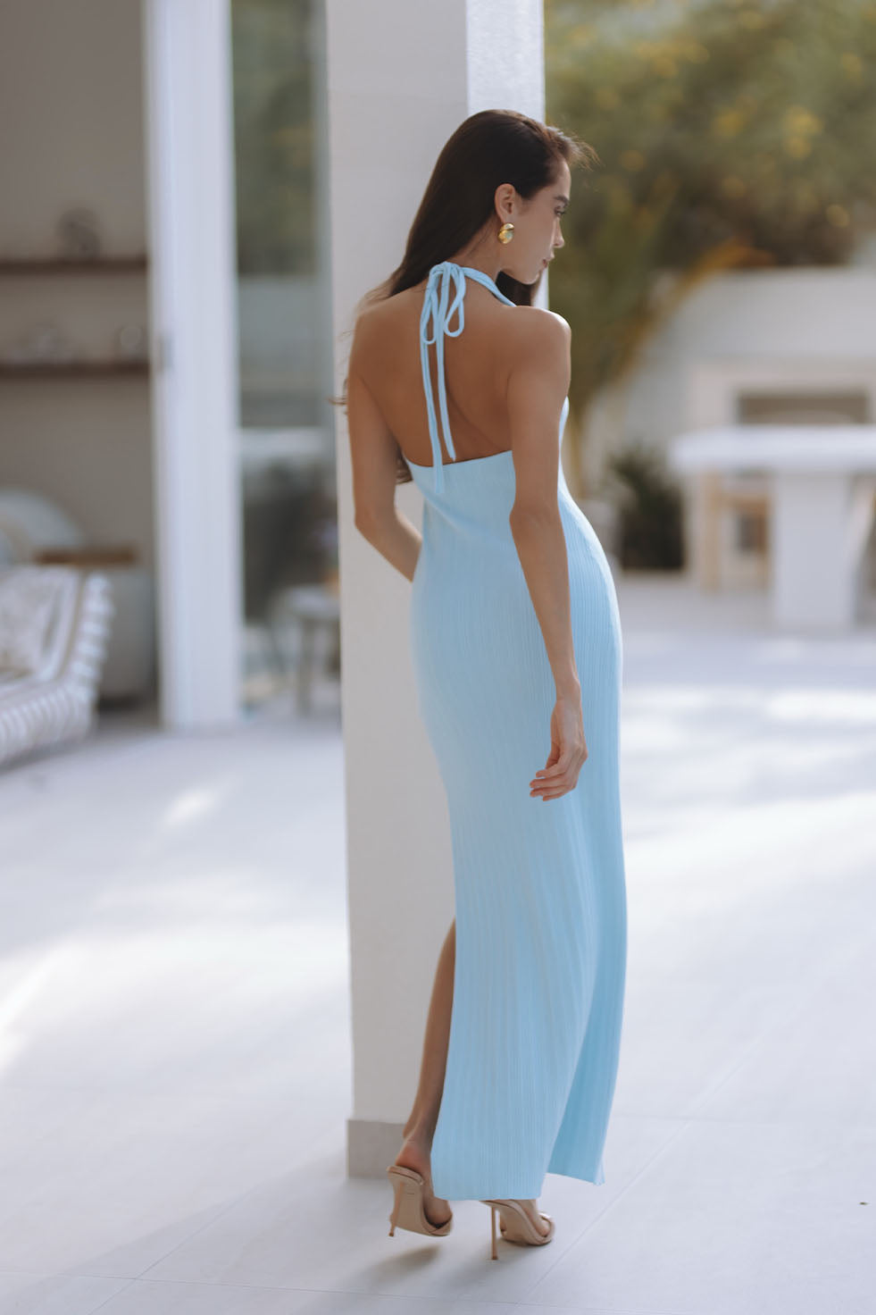 LILABELLE HALTER KNIT MAXI DRESS - SKY BLUE CHIC LE FRIQUE LILABELLE HALTER KNIT MAXI DRESS - SKY BLUE CHIC LE FRIQUE
