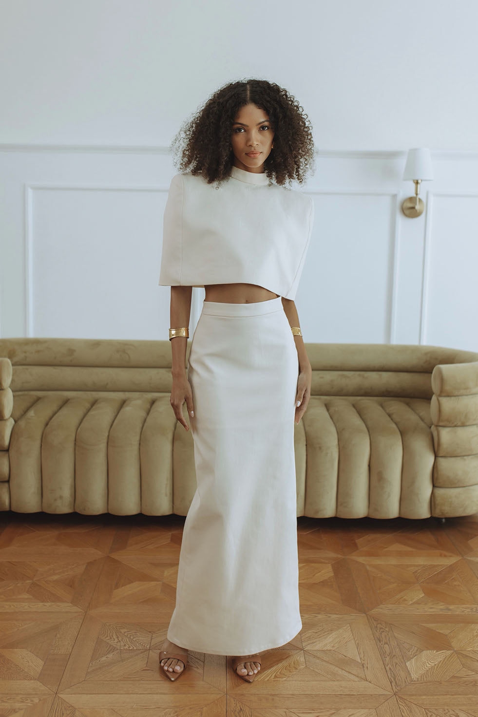 LYRA DENIM MAXI SKIRT - CREAM