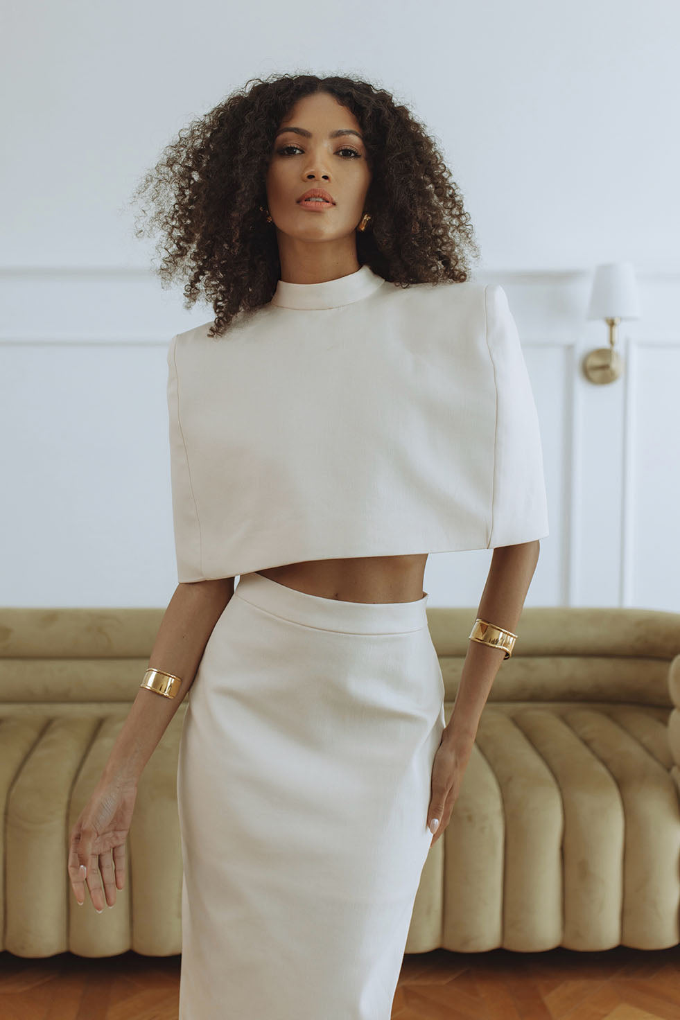 LYRA DENIM MAXI SKIRT - CREAM