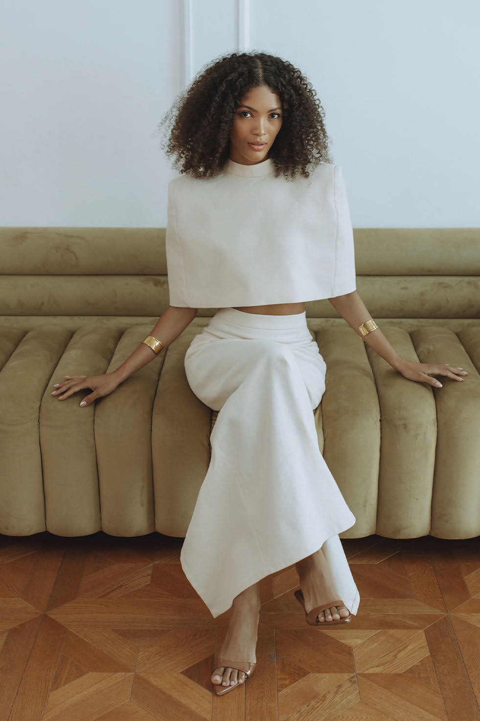 LYRA DENIM MAXI SKIRT - CREAM