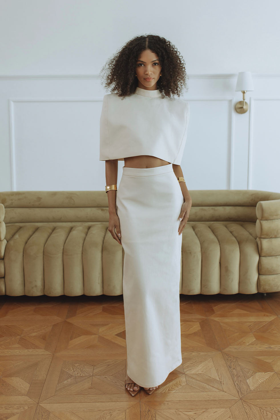 LYRA DENIM MAXI SKIRT - CREAM