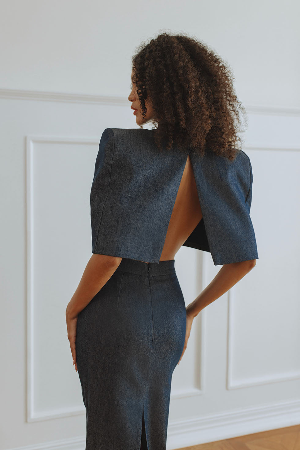 LYRA DENIM MAXI SKIRT - DARK BLUE