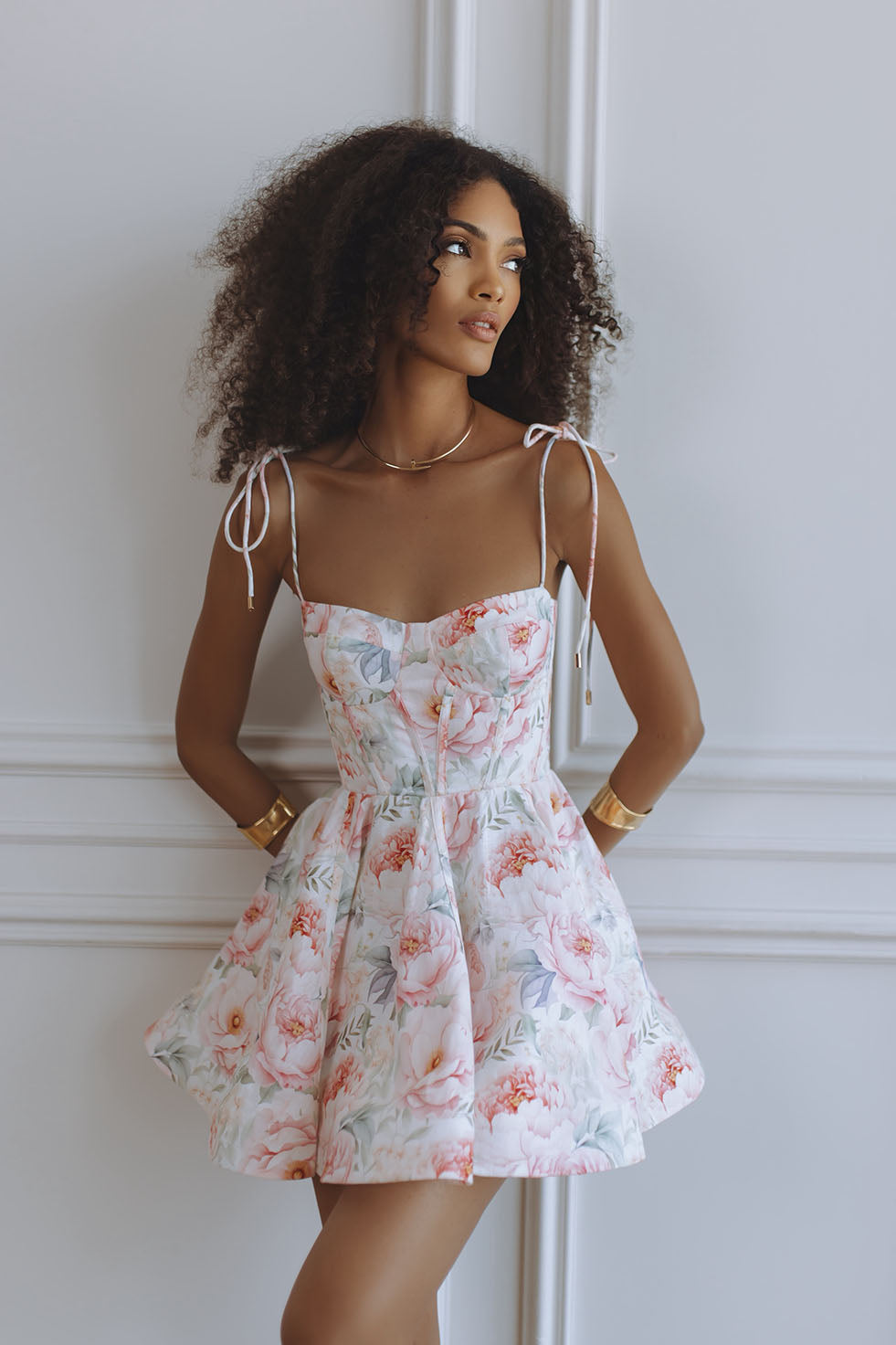 OLESSIA MINI DRESS - PEONY POEM – CHIC LE FRIQUE