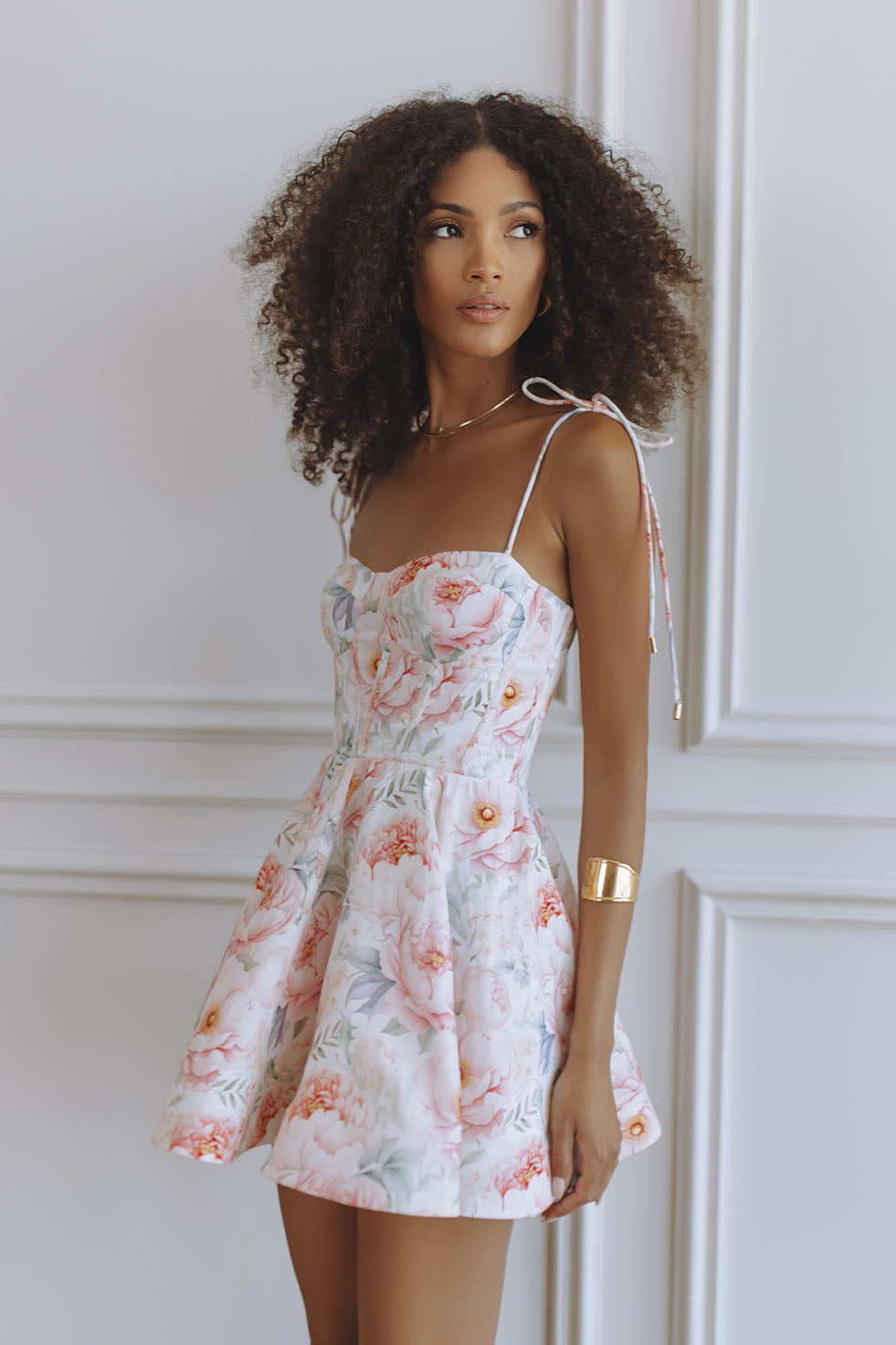 OLESSIA MINI DRESS - PEONY POEM – CHIC LE FRIQUE