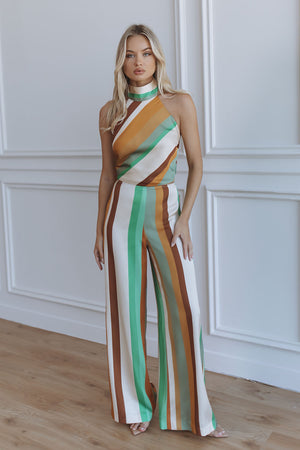 PEARCE WIDE LEG STRIPE PANTS - ECRU STRIPE
