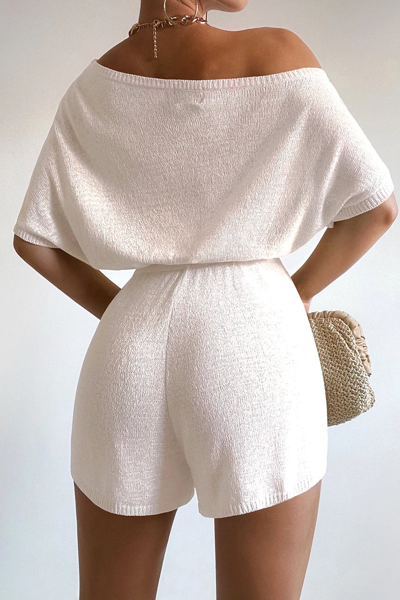 MIAMI KNIT PLAYSUIT - WHITE