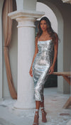 VESINA MIDI DRESS - SILVER