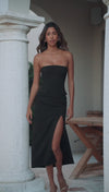 NIKKI STRAPLESS MIDI DRESS - BLACK