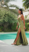 YVE HALTER MAXI DRESS - KHAKI