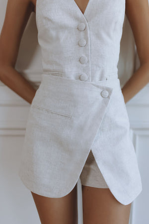 CHIARA LINEN SKORT - NATURAL