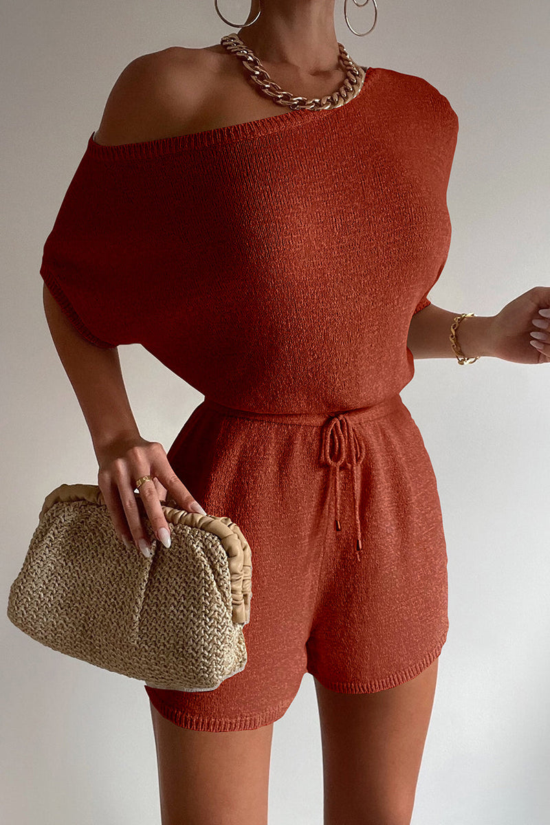 MIAMI KNIT PLAYSUIT - RUST