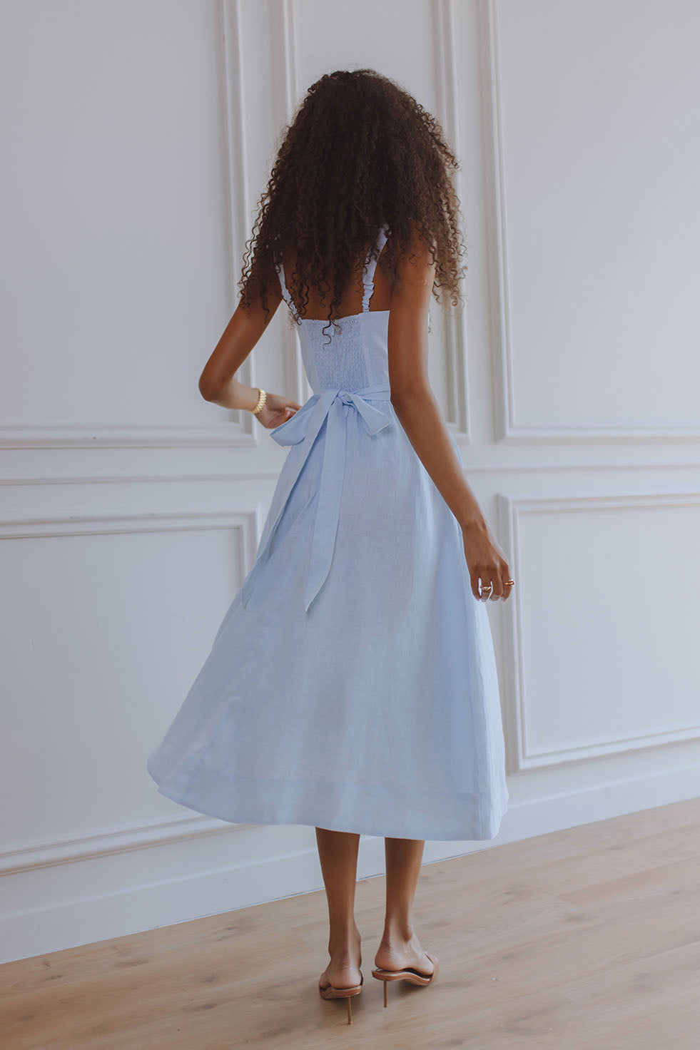 SANCIA LINEN CORSET MIDI DRESS