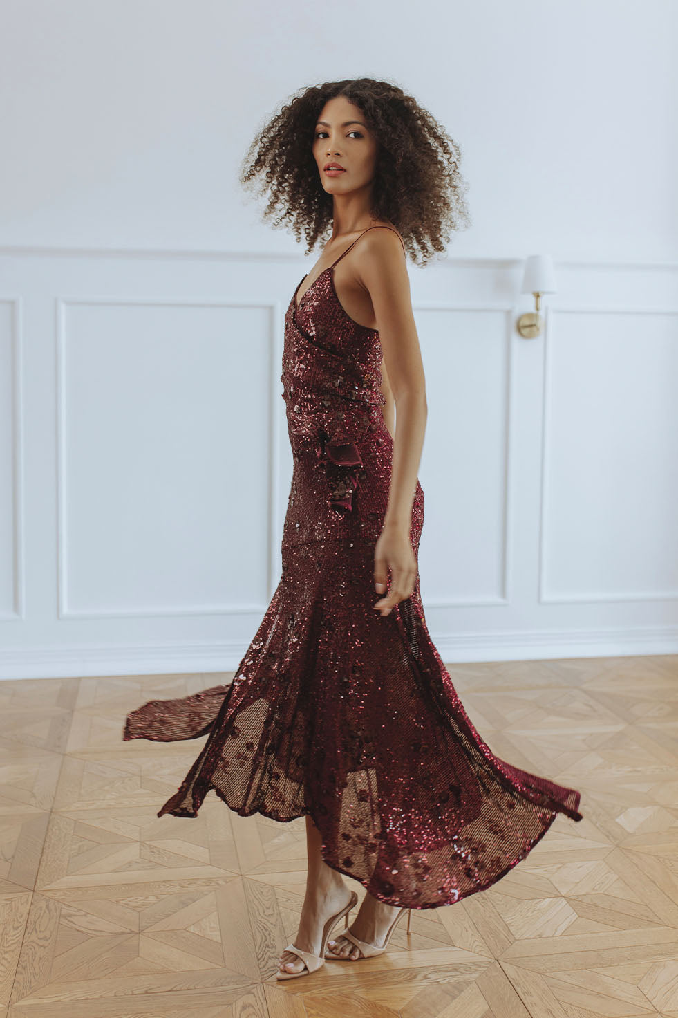 SORREL MOCK WRAP MAXI DRESS - BURGUNDY