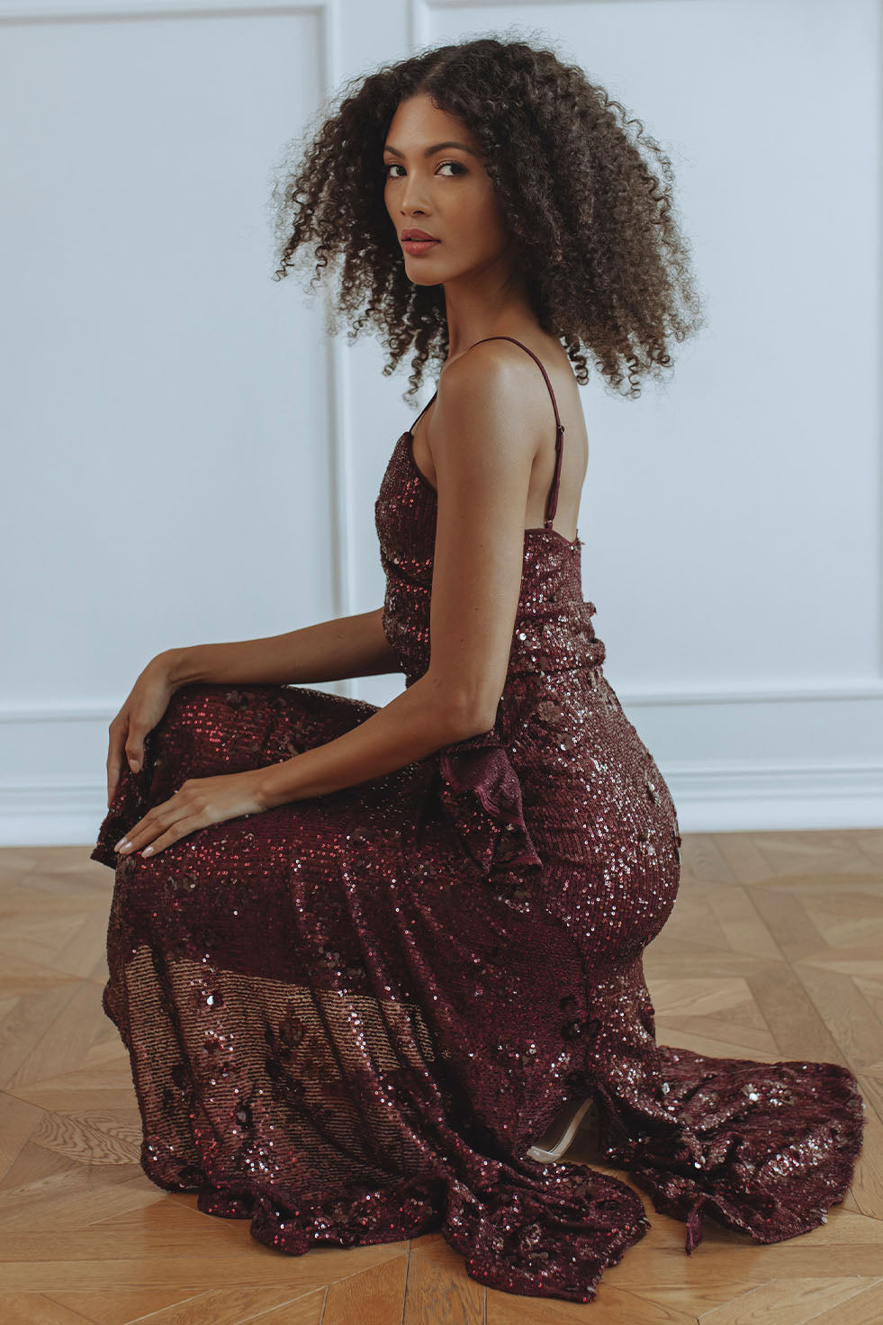 SORREL MOCK WRAP MAXI DRESS - BURGUNDY