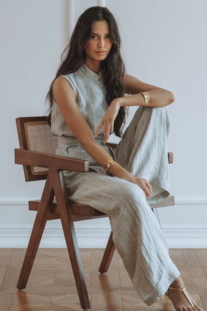 SUZIE LINEN PANTS - GREY