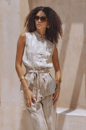 SUZIE TOP - BEIGE JACQUARD