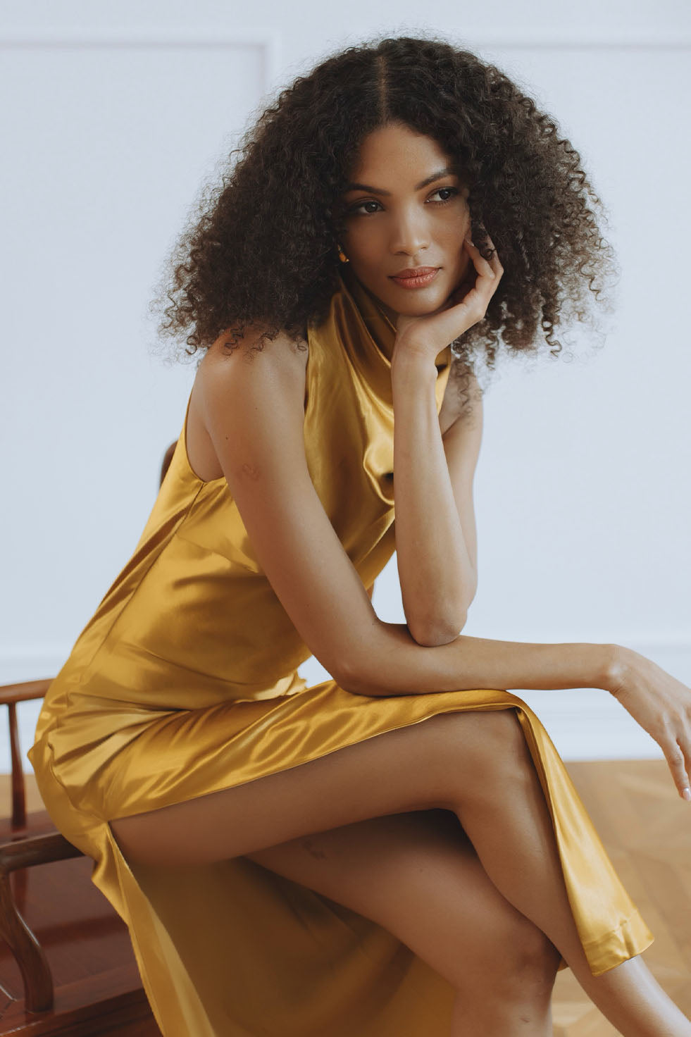 THEA HIGH NECK MAXI DRESS - GOLDEN