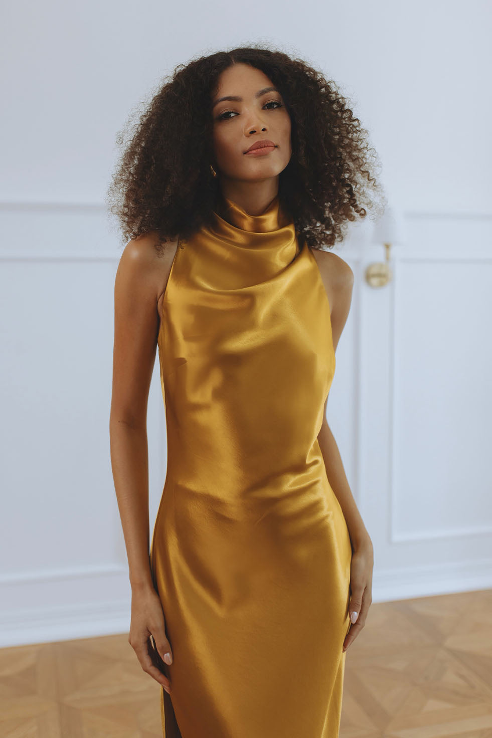 THEA HIGH NECK MAXI DRESS - GOLDEN