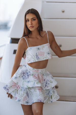 VIOLIA LINEN CROP TOP - PASTEL REVERIE