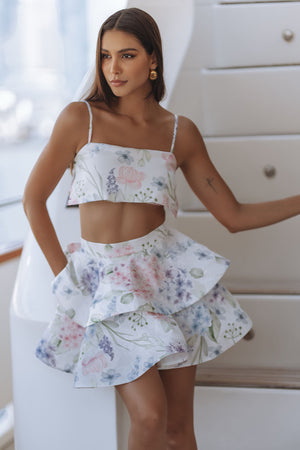 VIOLINA LINEN SKIRT - PASTEL REVERIE