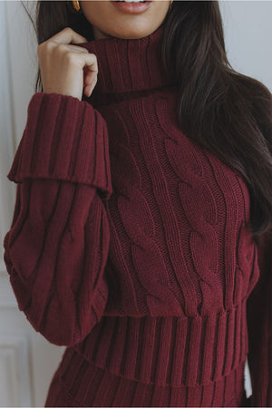 VIVIENNE SLEEVED KNIT TOP - WINE