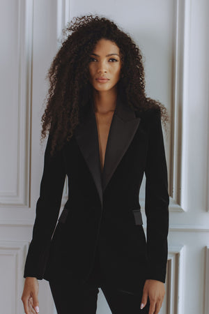 VOLTAIRE VELVET BLAZER - BLACK