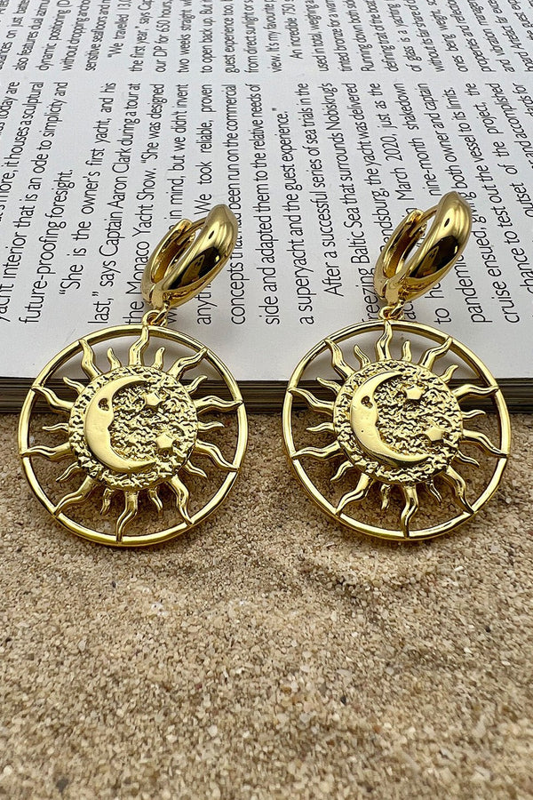 GOLD PLATED MOON AND SUN EARRINGS
