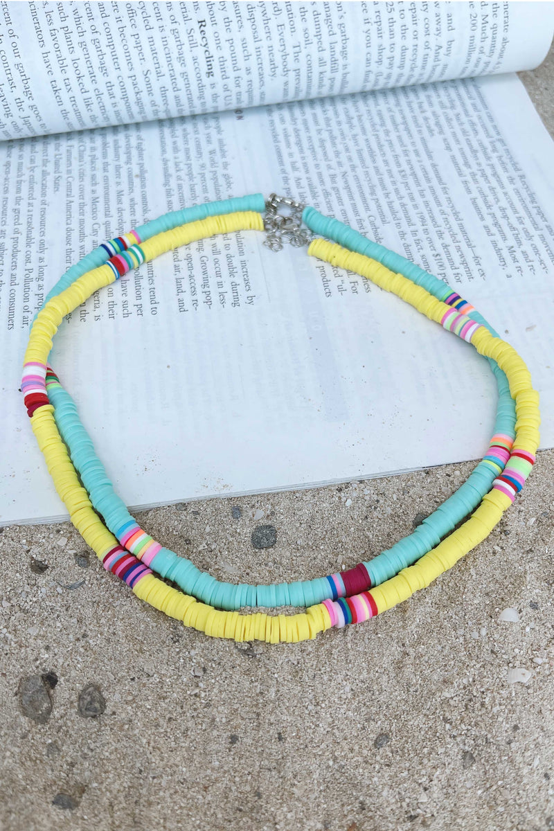JAMAICA NECKLACE - YELLOW AND TURQUOISE