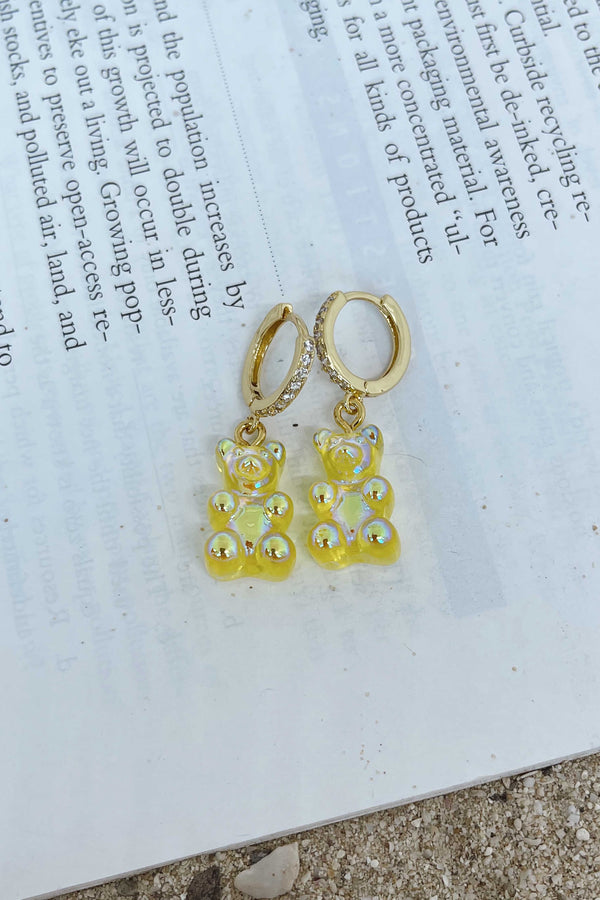 TEDDY BEAR EARRINGS - SUNSHINE YELLOW