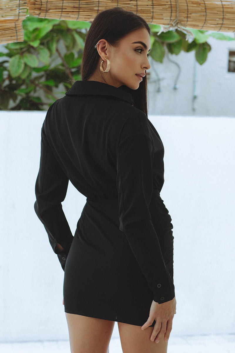 IVANNA SHIRT DRESS - BLACK