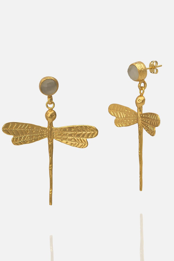 DRAGONFLY GOLD PLATED EARRINGS