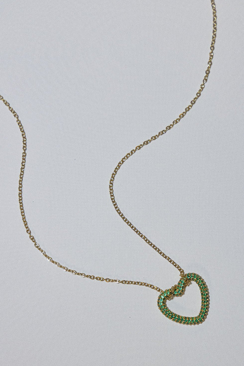 GOLD PLATED HABIBA NECKLACE - GREEN