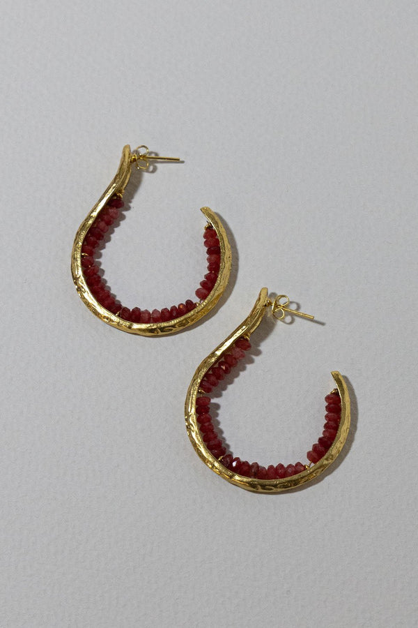 CAIRO GOLD PLATED EARRINGS - RUBY