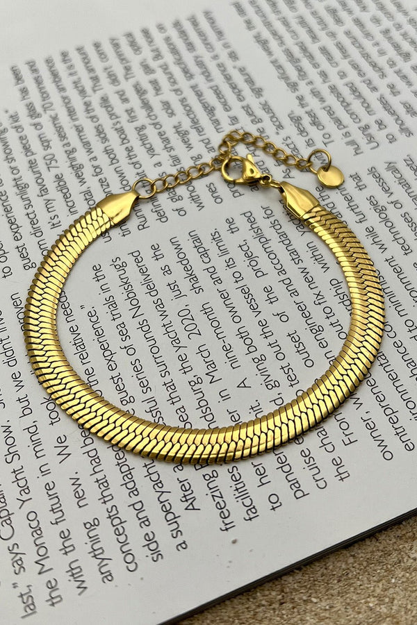 GOLD PLATED SNAKE CHAIN BRACELET - WIDE